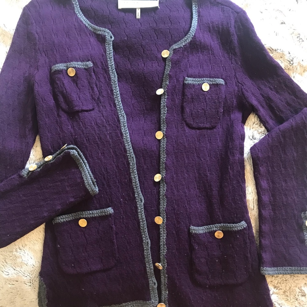 Trina Turk Purple Wool Cardigan